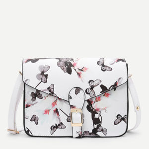 Flower Butterfly Printed Crossbody W/Phone pocket